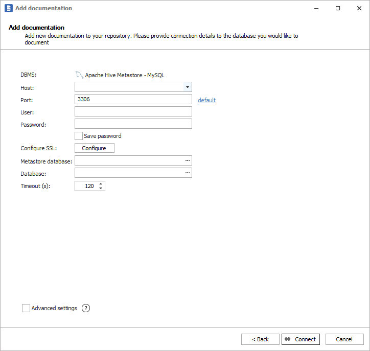 Hive MySQL conn details