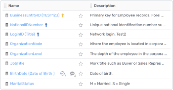 Document every data elemet icon